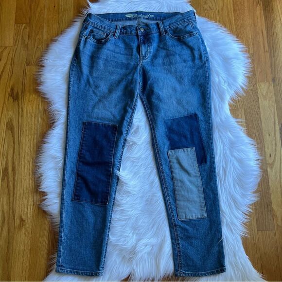 Old Navy Patchwork Boyfriend Skinny Jeans Size 10 - Picture 1 of 6